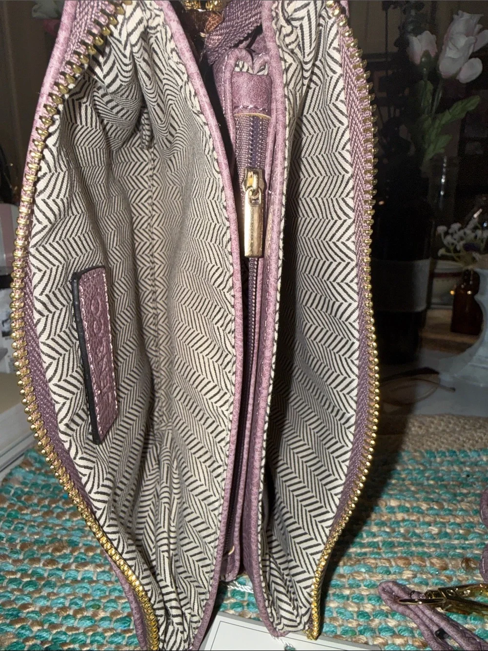 Lavender Vegan-Leather Zip Pouch